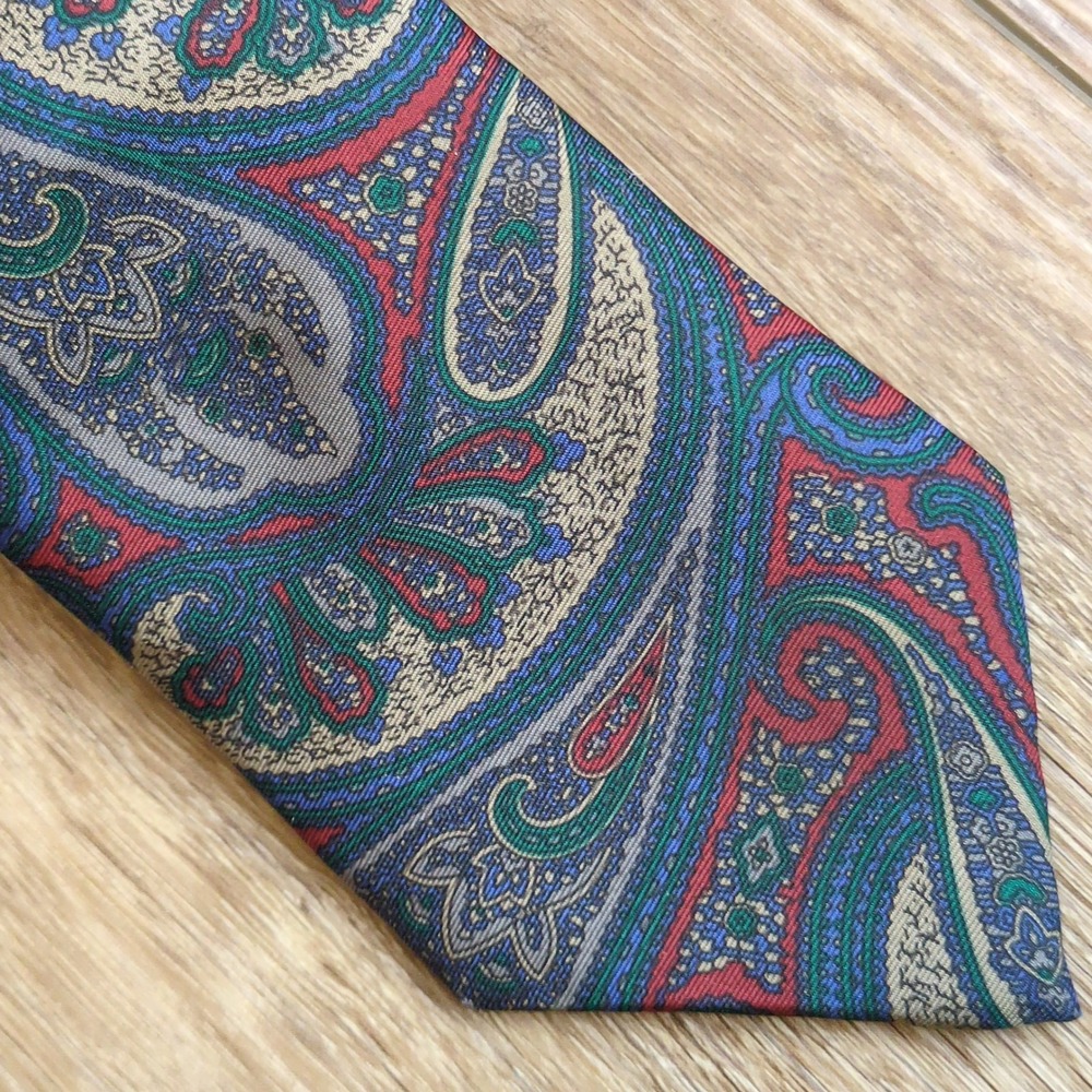 Givenchy Monsieur Paisley Silk Tie Blue Red Green Paisley Silk Italy OS